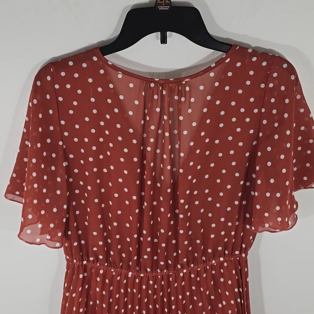 {Indigo Rose} Polka Dot Pleated Dress - Size MEDIUM - Picture 5 of 16